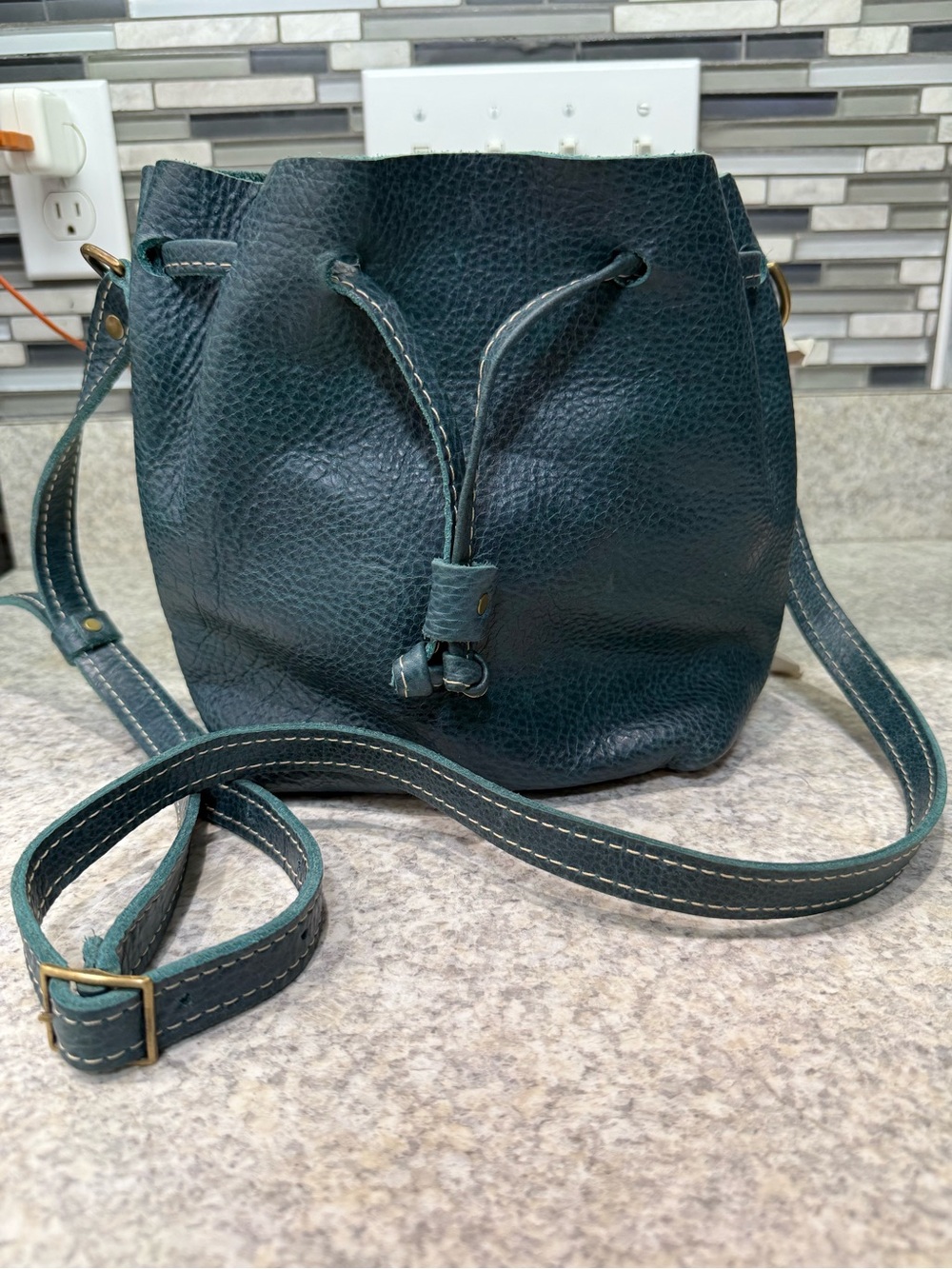 Portland Leather Lagoon small bucket bag